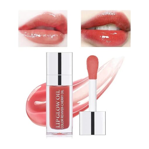 DAGEDA Tinted Lip Oil Plumping Lip Gloss, Hydrating Lip Glow Oil Lip Care Moisturizing Clear Toot Lip Oil for Dry Lips, Nourishing Lip Oil Gloss Non-Sticky Shine Lip Tint ( 012 Rosewood )