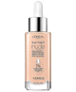 L'Oreal Paris True Match Nude Hyaluronic Tinted Serum Foundation with 1 % Hyaluronic acid, Rosy Light 1-2.5, 1 fl, oz .