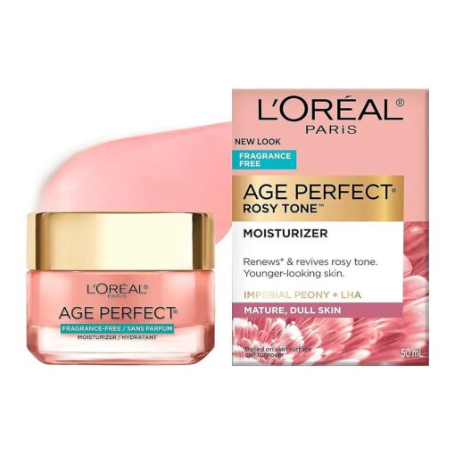 L'Oreal Paris Age Perfect Rosy Tone Anti-Aging Face Moisturizer, Renew & Revive Healthy Tone, Fragrance Free, 1.7 oz