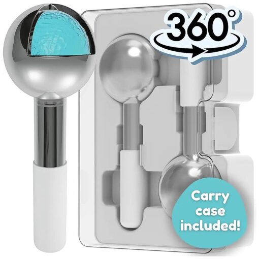 Ice Globes for Facials by Eli with Love - 360 Rotating Unbreakable Steel Ice Globes with Carry Case - Professional Esthetician Supplies - Ice Roller for Face and Eyes - Ideal Skincare Tool ( White )