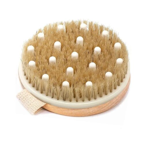 Dry Brushing Body Brush for Lymphatic Drainage & Cellulite - Round Dry Brush for Body Natural Bristle Body Brush for Showering - Skin Brush for Dry Brushing Bath and Exfoliating