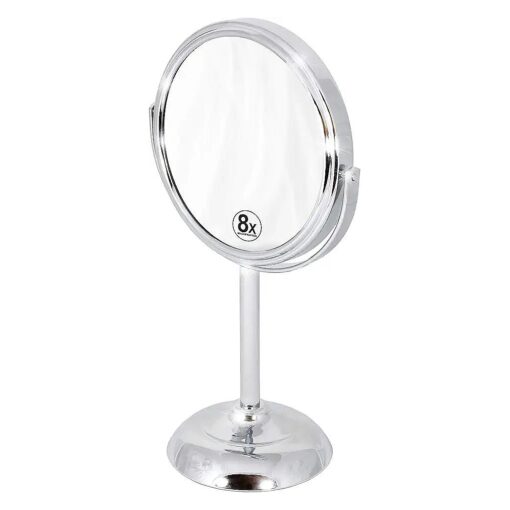 Deco Brothers Vanity Mirror with Stand 6-Inch Double Sided, 8X Magnification, Chrome