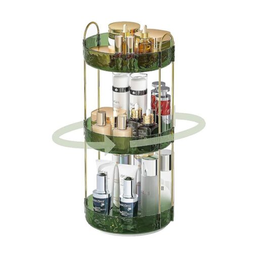 Makeup Organizer, Spinning Makeup Organizer Countertop, Bathroom Organizer And Storage, Perfume Organizer Large Capacity Skincare Organizer Lazy Susan Makeup Organizer ( Green-2Tier )