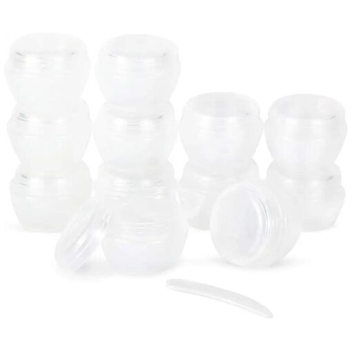 LONGWAY 1 Oz ( 30ML ) Little Plastic Jars with Lids and Inner Liners | Empty Lotion Containers/Travel Cream Containers - for Salves, Lotions and Creams, Cosmetic Jars & BPA Free ( Pack of 12, Clear )