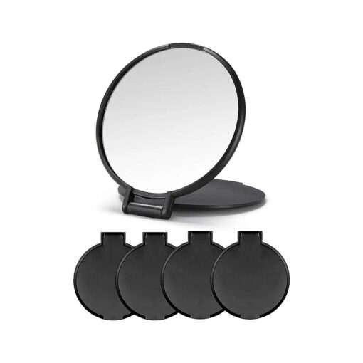 Compact Mirror Bulk, Round Makeup Mirror for Purse, Set of 4 ( Black )