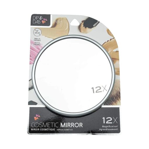 Jacent Dip & Dab 12X Magnification Cosmetic Mirror With Suction Cups, 5 Inch Diameter - 1 Pack