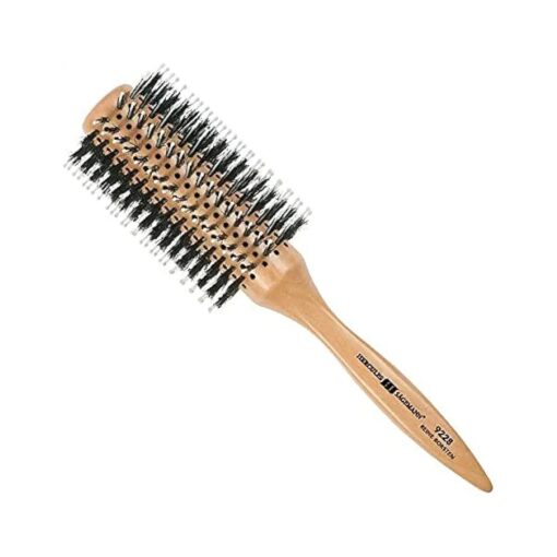 HERCULES SAEGEMANN -9228 Round Brush | Nourishing Natural Hair Brush | Boar Bristle Brush with Polyamide Pins | Allows easy blow-drying and styling of voluminous hairstyles | Light wood ( 1 piece )