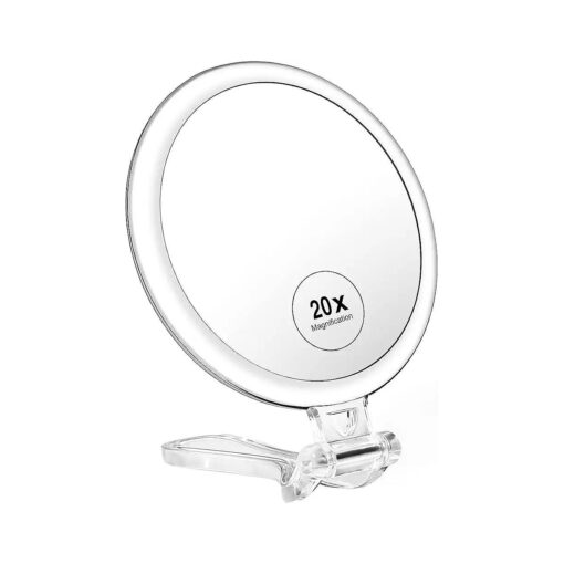 MGLIMZ 1X 20X Magnifying Travel Mirror, Hand Mirror Double Sided with Handle, Foldable Handheld Makeup Mirror with Magnification, Desk Small face Mirror