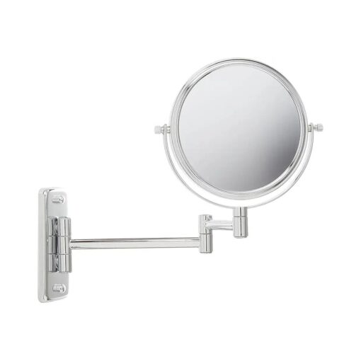 JERDON 6-Inch Two-Sided Swivel Wall Mount Mirror - Makeup Mirror with 5X Magnification & 10-inch Wall Extension - Chrome Finish - Model JP7508C