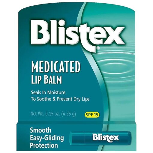 Blistex Medicated Lip Balm with SPF 15 for Dryness, Chapping and Soothes Irritated Lips,0.15 Ounce ( Pack of 8 )