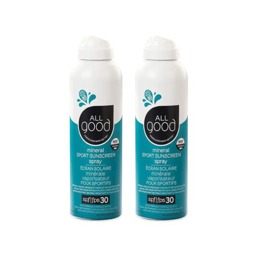 All Good Sport Sunscreen Spray - UVA/UVB Broad Spectrum SPF 30 - Water Resistant, Coral Reef Friendly - Zinc, Calendula, Aloe ( 6 oz ) ( 2-Pack )