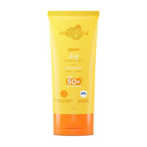 Glow+ Dewy Lightweight & Hydrating Sunscreen with SPF 50+ & PA++++ for UVA/B & Blue Light Protection for Men & Women -Oily and Combination Skin -80g