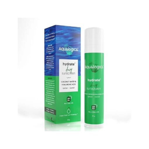 Hydrate+ Dewy Sunscreen SPF 50 PA+++ 50g | UVA/B & Blue Light Protection for Men & Women | For Oily, Combination & Dry Skin | Fragrance-Free