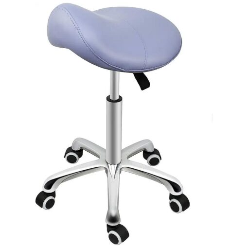 Saddle Stool with Wheels, Hydraulic Ergonomic Saddle Chair with Heavy Duty Metal Base for Clinic Dentist Spa Massage Salons Studio ( with Casters, Purple )