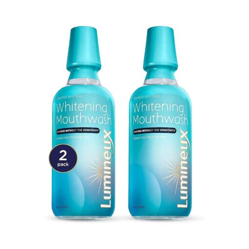 Lumineux Teeth Whitening Mouthwash, 16 Oz, 2 Pack - Peroxide Free - Enamel Safe - Whitening Without The Sensitivity - Certified Non-Toxic - NO Alcohol, Fluoride & SLS Free