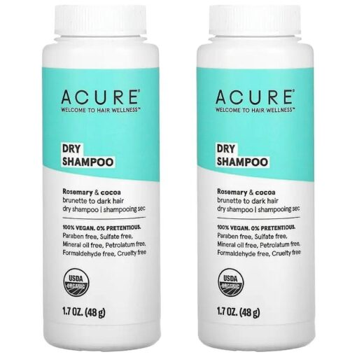 ACURE Acure Dry Shampoo, Brunette to Dark Hair, Rosemary & Cocoa, 1.7 oz ( 58 g ) ( Pack of 2 )