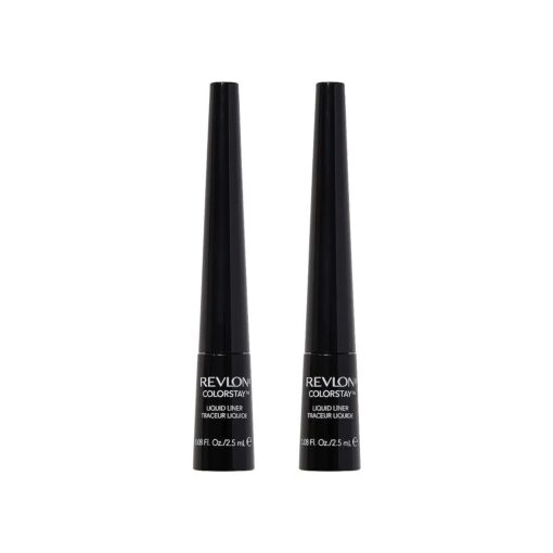 Revlon Liquid Eyeliner, ColorStay Eye Makeup, Waterproof, Smudgeproof, Longwearing with Ultra-Fine Tip, 251 Blackest Black, 0.08 Fl Oz ( Pack of 2 )