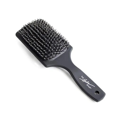 Boar Bristle Brush by The Hair Shop, Black Hair Brush Made w/Boar & Nylon Bristles, Scalp Massage & Detangling, Add Shine & Promote Hair Growth, Safe for All Hair Types Extensions & Wigs