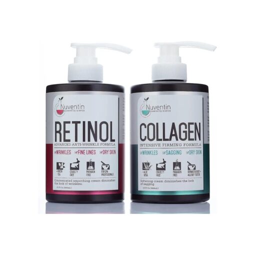 Collagen Firming Cream + Retinol Anti Aging Lotion Face & Body Skin Care Set, Collagen & Retinol Moisturizer Skincare Creams Help Repair Wrinkles, Fine Lines, Sagging Skin & Dry Skin, Bundle