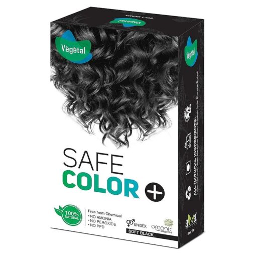 Safe Hair Color -Soft Black 100g, - Certified Organic Chemical and Allergy Free Bio Natural Hair Colour with No Ammonia Formula for Men and Women