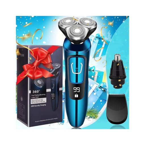 Electric Razor for Men, New Electric Shavers for Men Cordless Rechargeable, Wet/Dry Mens Shaver Electric Razor for Men, Waterproof 3D Rotary Mens Razor for Shaving Gifts for Husband, Dad, Boyfriend