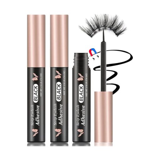 Magnetic Eyeliner 3PCS Smudge Resistant Magnetic liner, Works with All Magnetic Eyelashes, No iron powder and Natural Look, Easy to apply and No Glue needed ( 3PCS, Rose Gold+Black )