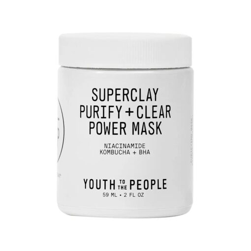 Youth To The People Superclay Purify + Clear Power Mask - BHA, Salicylic Acid + Niacinamide Clay Facial Mask to Help Clear Pores and Absorb Excess Oil - Vegan Skincare