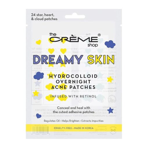 The Creme Shop Dreamy Skin Hydrocolloid Overnight Acne Patches - Infused with Salicylic Acid + Witch Hazel | Adhesive patches that fight pesky pimples, ( 72 Patches / 3 Sizes )