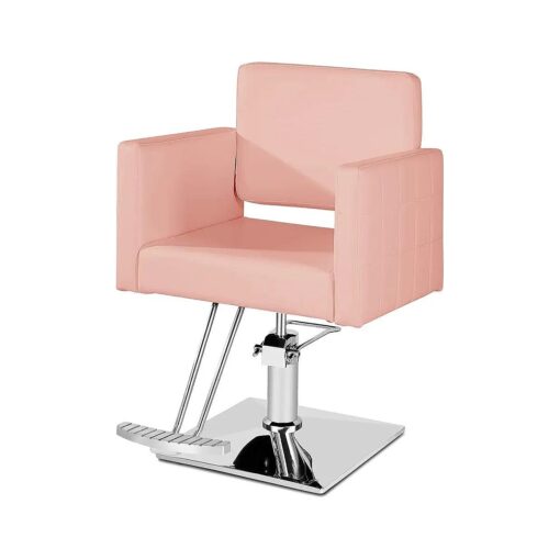 Paddie Hydraulic Salon Chair for Hair Stylist, 360 Degrees Rolling Swivel Barber Chairs All Purpose Beauty Spa Equipment, Max Load Weight 330 Lbs ( Pink )