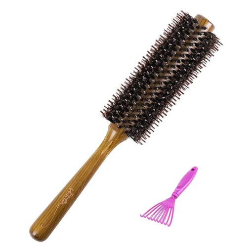 Vista Round Hair Brush Boar Bristle Wooden Hair Brush for Women Blow Drying Handle Anti Static Hairbrush for Hair Styling, Drying, Curling