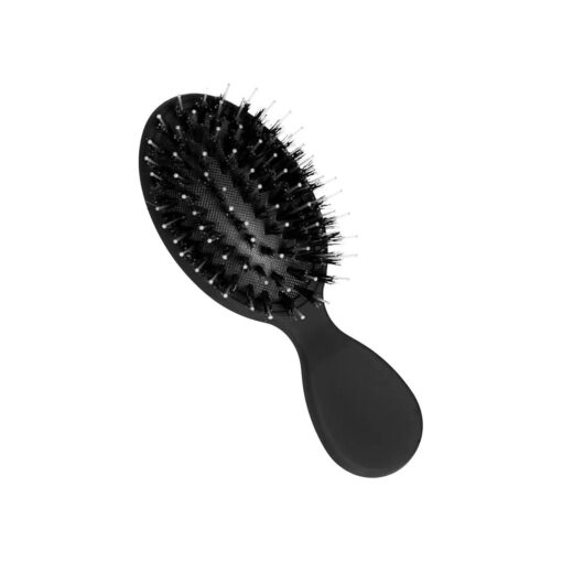 Mini Boar Bristle Brush by Everlong Hair, Boar & Nylon Bristles Adds Shine & Promote Hair Growth, Scalp Massage & Detangling, Safe for All Hair Types Extensions & Wigs, w/Matte Black Ergonomic Handle