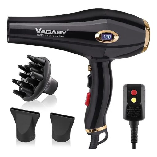 VAGARY 6685G Professional Salon Hair Dryer 2200w with Icd Display, Negative Ionic Blow Dryer, Powerful AC Motor Blow Dryer, Low Noise Hair Dryers,2 Speeds and 2 Heat Settings 1 Cold Button