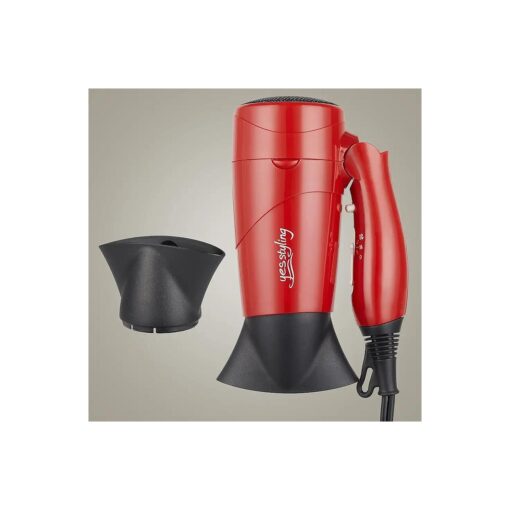 Professional Salon Hair Dryer, Blow Dryer Active Oxygen Negative ions Dryer with Attachments for Fast Drying for Family, Low Noise ( Red, 1 Accessory-Travel Size )