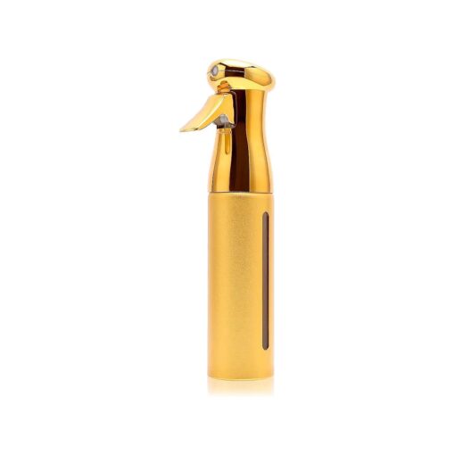 Salon Style Hair Spray Misting Bottle, Fine Mist Continuous Spray Bottle,10 Oz Shiny Aerosol Free Water Mister for hairstyling, Cleaning Solutions Dispensing ( Gold )