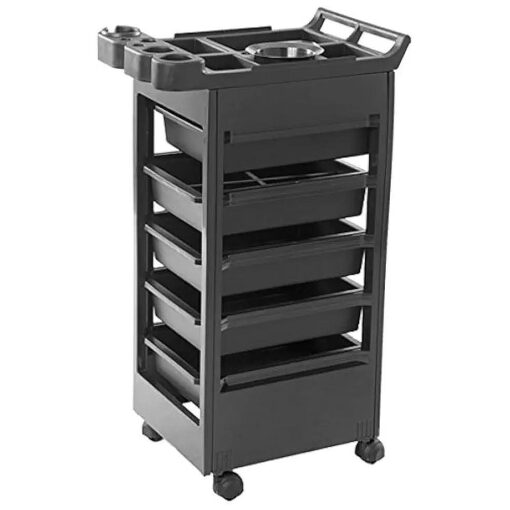 Buy-Rite Professional Salon Trolley Cart - Rolling Hair and Beauty Spa/Esthetician Utility Cart with 5 Storage Drawers, Mixing Bowl and Accessories, MEI-3010