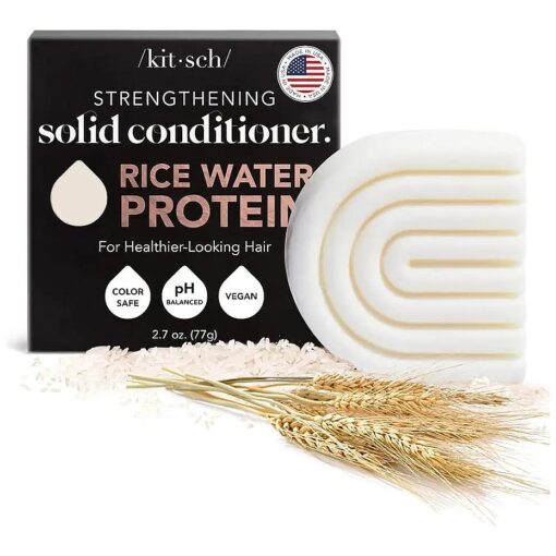 Kitsch Rice Water Protein Conditioner Bar for Hair & Strengthening | Made in US | Eco-Friendly Cleansing and Moisturizing Rice Conditioner Bar | Paraben Free | Sulfate free Conditioner, 2.7 oz