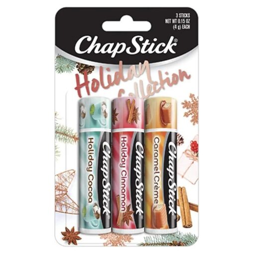 Chapstick Holiday Collection 2017, Pack of 3, Holiday Cinnamon, Caramel Creme & Holiday Cocoa, 0.15 Oz Ea