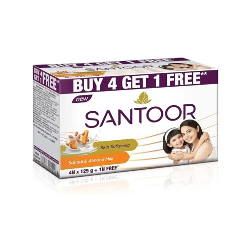 Sandal and Almond Milk Soap 125g ( Pack of 5 ) ( Buy 4 Get 1 Free )