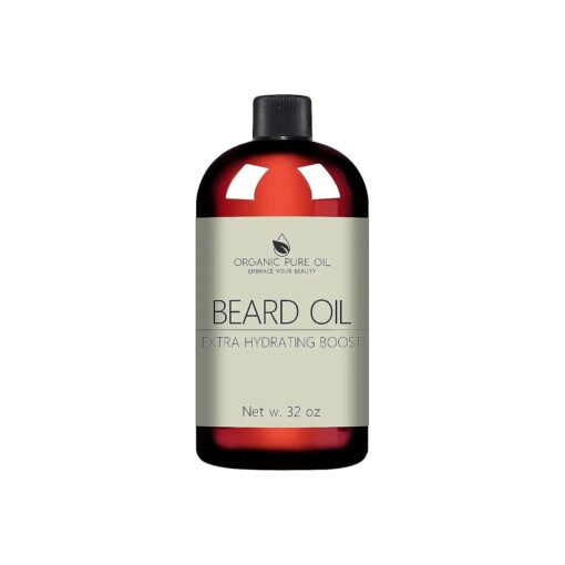 Sandalwood Beard Oil - 100 % Natural, Organic Sourced, Non-GMO, Facial Hair Hydrating & Conditioning Oil Blend - 32 oz - Bulk Sized, Promoting Growth and Silky Smooth Hair - Jojoba, Argan & More !