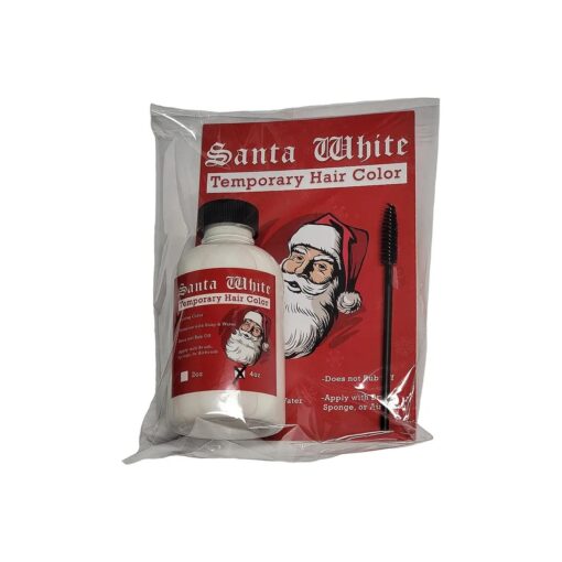 Santa White Temporary Hair Color Liquid with Brush - Instant Christmas Santa Claus Hair and Beard Color Sweat Proof Long Lasting Opaque Vibrant Washes with Soap and Water ( 4 oz )