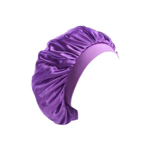 Soft Satin Silk Salon Bonnet Night Sleeping Wide Band Hat Hair Loss Cap for Women