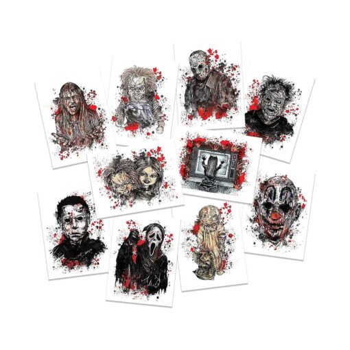 Scary Movie Character Temporary Tattoos | Pack of 10 | MADE IN THE USA | Skin Safe | Removable