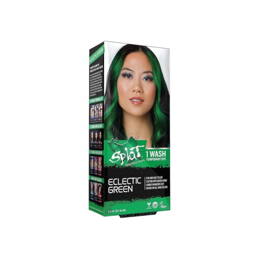 Eclectic Green 1 Wash Temporary Hair Dye, 1.5 oz, Single Application, Comb Applicator and Quick Dry Formula, Easily Washes Out, Vegan & Cruelty Free Temporary Hair Color