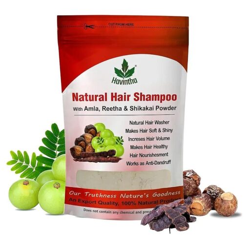 Natural Hair Shampoo for Hair 8 oz, AMLA REETHA SHIKAKAI POWDER ( Phyllanthus emblica, Sapindus mukorossi, Acacia concinna ), Product of Havintha, 227g