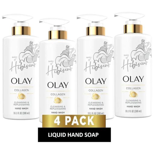 Olay Cleansing & Replenishing Hand Wash with Vitamin B3 + Collagen, 10.1 Fl Oz ( Pack of 4 )