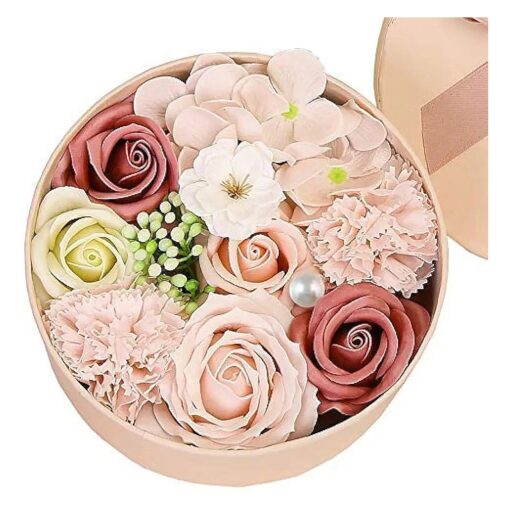 Luxury Beautiful Flora Scented Roses/Carnation Flower Bath Soap with Stem, Flower Soap in Gift Box, Gift for Birthday/Valentine 's Day/Mother 's Day ( Pink )