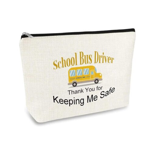 School Bus Driver Appreciation Gifts Thank You Gift for Bus Driver Makeup Bag School Bus Driver Back to School Gift Thank You for Keeping Me Safe Cosmetics Bag Christmas Birthday Thanksgiving Gift