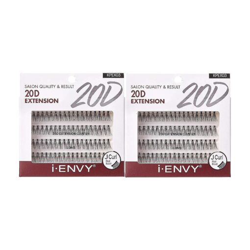 i-ENVY 20D Extension Cluster Individual Lashes ( Long, 2 PACK ) Flat Root Seamless Application Perfect For DIY Lash Extension