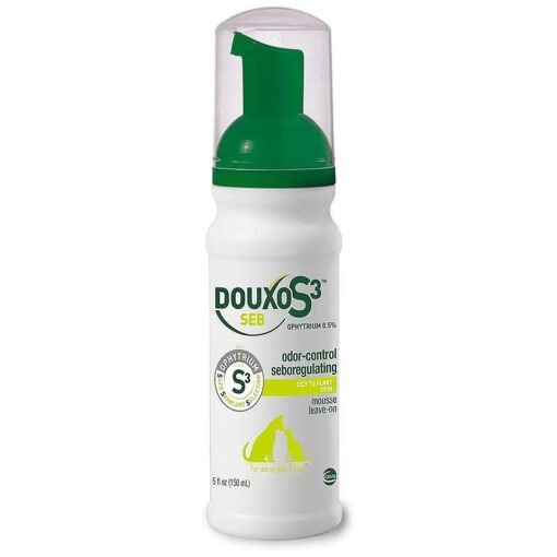 Douxo S3 SEB Mousse 5.1 oz ( 150 mL ) - Relief for Seborrhea in Dogs and Cats ( Helps with Oily to Flaky Skin )