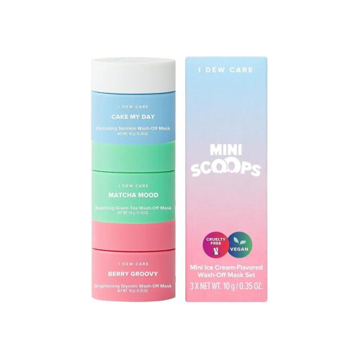 I DEW CARE Mini Scoops | Wash Off Face Mask Skin Care Trio | With Hyaluronic Acid, Self Care | Facial Treatment, Vegan, Cruelty-Free, Paraben-Free, ( 3 flavors )